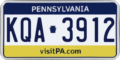 PA license plate KQA3912