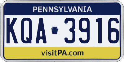 PA license plate KQA3916