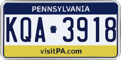 PA license plate KQA3918
