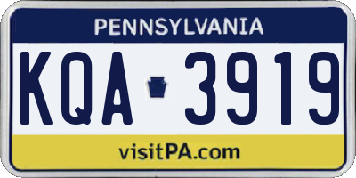 PA license plate KQA3919