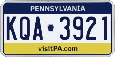 PA license plate KQA3921
