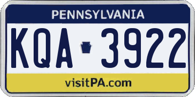 PA license plate KQA3922