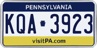 PA license plate KQA3923