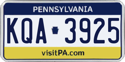 PA license plate KQA3925