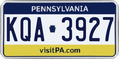 PA license plate KQA3927