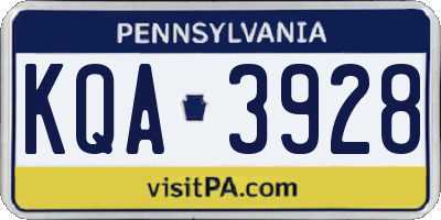 PA license plate KQA3928