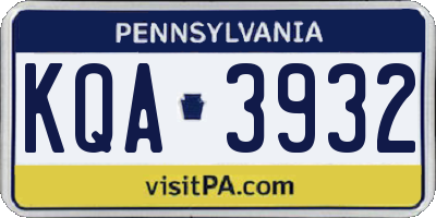 PA license plate KQA3932