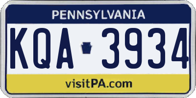 PA license plate KQA3934