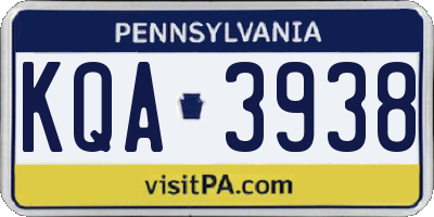 PA license plate KQA3938