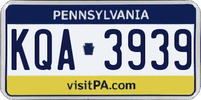 PA license plate KQA3939
