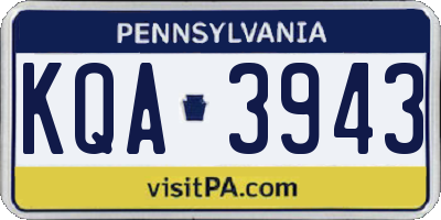 PA license plate KQA3943