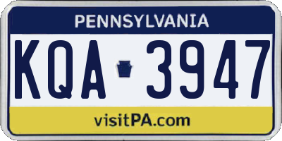 PA license plate KQA3947