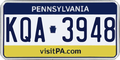 PA license plate KQA3948