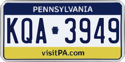 PA license plate KQA3949