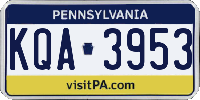 PA license plate KQA3953