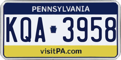 PA license plate KQA3958