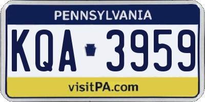 PA license plate KQA3959