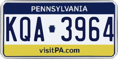 PA license plate KQA3964