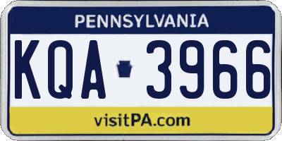 PA license plate KQA3966