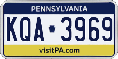 PA license plate KQA3969