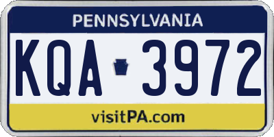 PA license plate KQA3972
