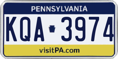 PA license plate KQA3974