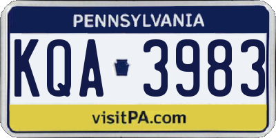 PA license plate KQA3983