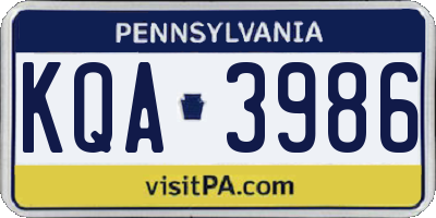 PA license plate KQA3986