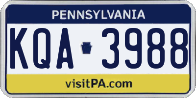 PA license plate KQA3988