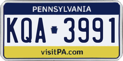 PA license plate KQA3991