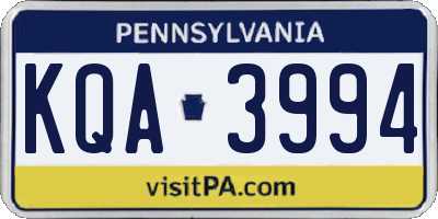PA license plate KQA3994