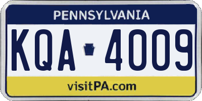 PA license plate KQA4009