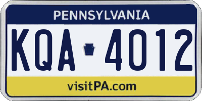 PA license plate KQA4012