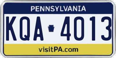 PA license plate KQA4013