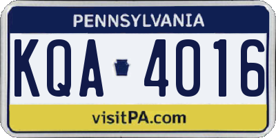 PA license plate KQA4016