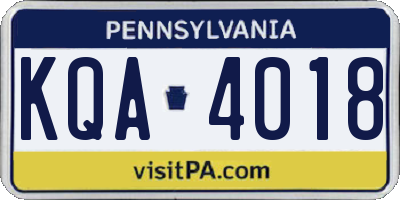 PA license plate KQA4018