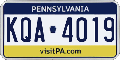 PA license plate KQA4019