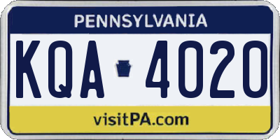 PA license plate KQA4020