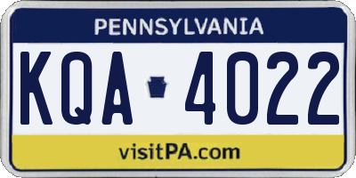 PA license plate KQA4022