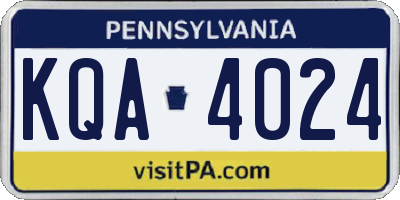 PA license plate KQA4024