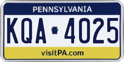 PA license plate KQA4025