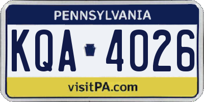 PA license plate KQA4026
