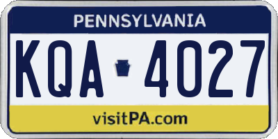 PA license plate KQA4027