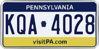 PA license plate KQA4028