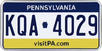 PA license plate KQA4029