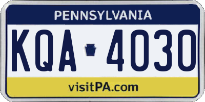 PA license plate KQA4030
