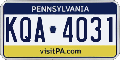PA license plate KQA4031