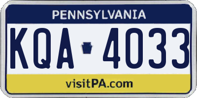 PA license plate KQA4033