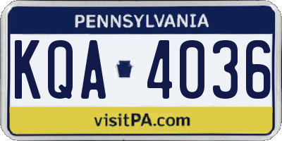 PA license plate KQA4036