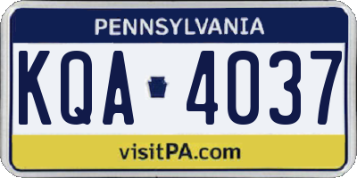 PA license plate KQA4037